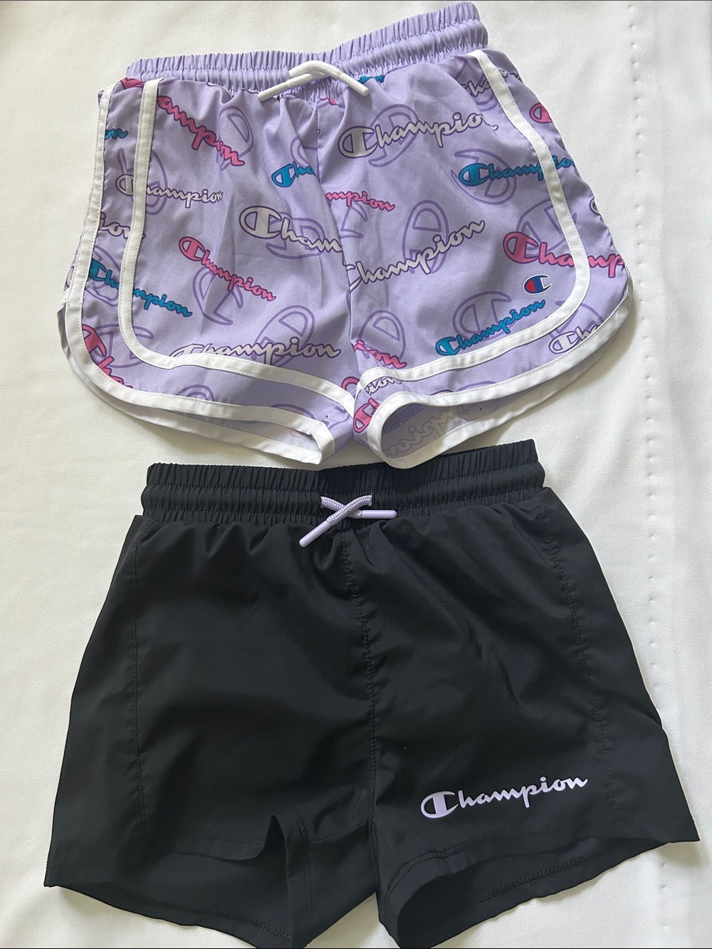 Girls Champion Lavender Logo/Black Athletic Short Set